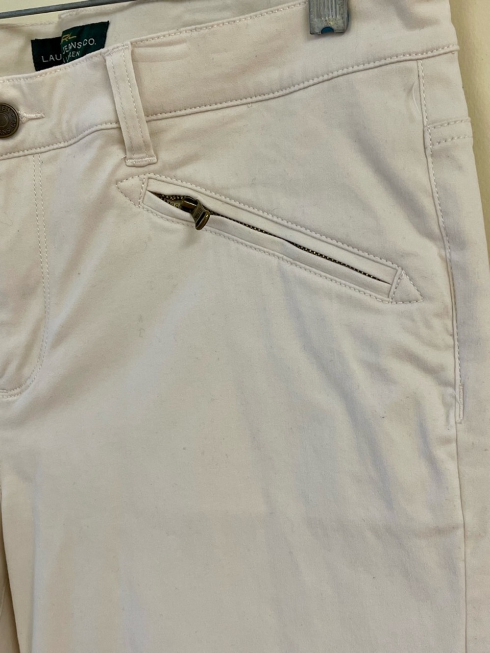 Lauren Ralph Lauren Cream Straight Leg Pants Size 12 Stretch - Picture 3 of 6